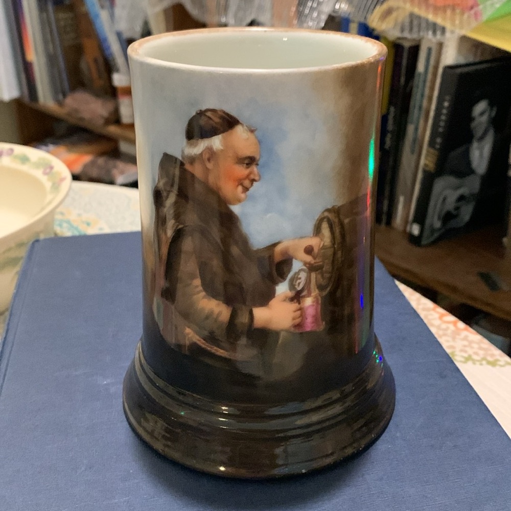 Antique Limoges J.P.L. France Jean Pouyat Limoges Beer Stein Monk At Keg